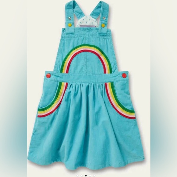 Mini Boden Girls Rainbow Corderoy Overalls Size 7/8 - Picture 2 of 10